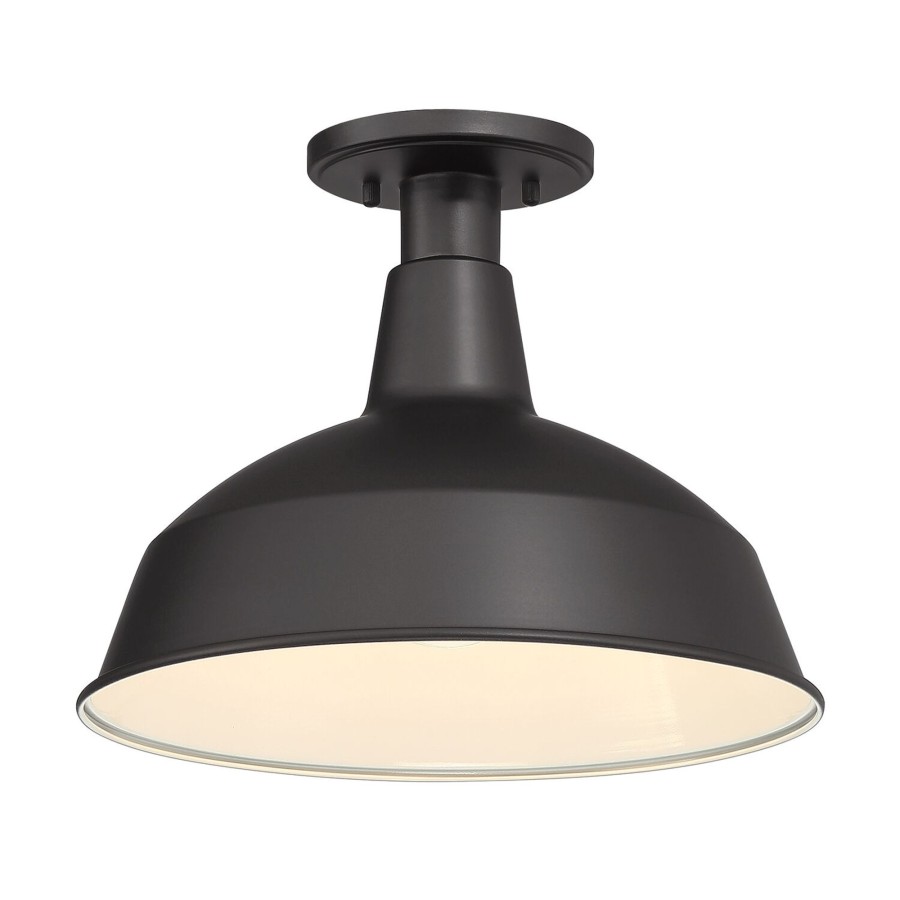 Outdoor Brooklyn Bulb Co. Ceiling Lights | Asher Outdoor Flush Mount, Black