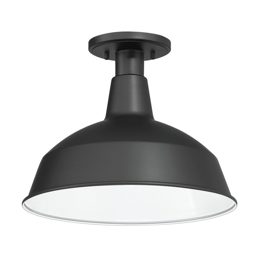 Outdoor Brooklyn Bulb Co. Ceiling Lights | Asher Outdoor Flush Mount, Black