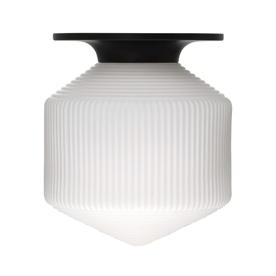 Ceiling Brooklyn Bulb Co. | Jules Glass Flush Mount, Matte Black With Opal Glass