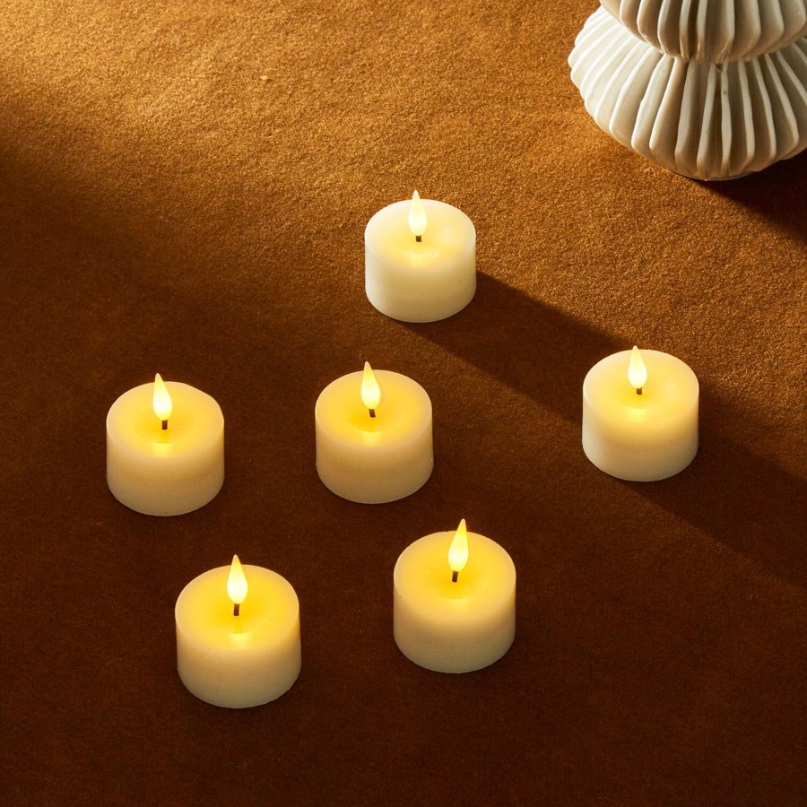 Decor LampLust Tea Lights & Votives | Infinity Wick Ivory Tea Light Candles, Set Of 6