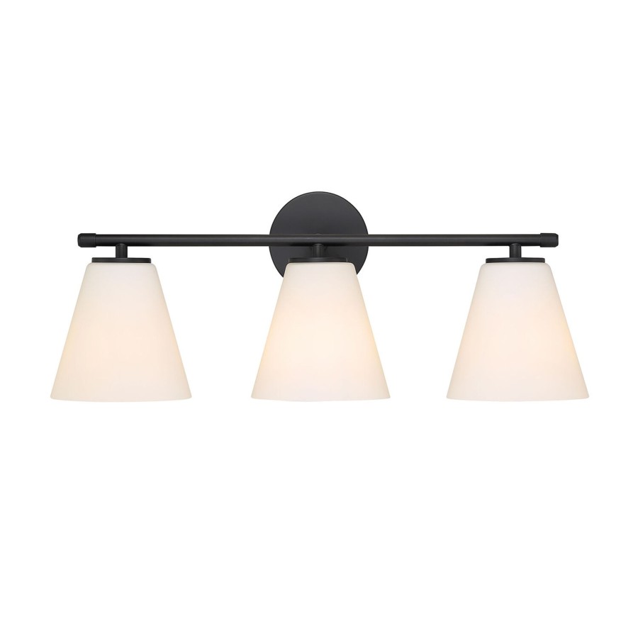 Wall Brooklyn Bulb Co. | Carlisle 3-Light Vanity - Matte Black With Opal Glass