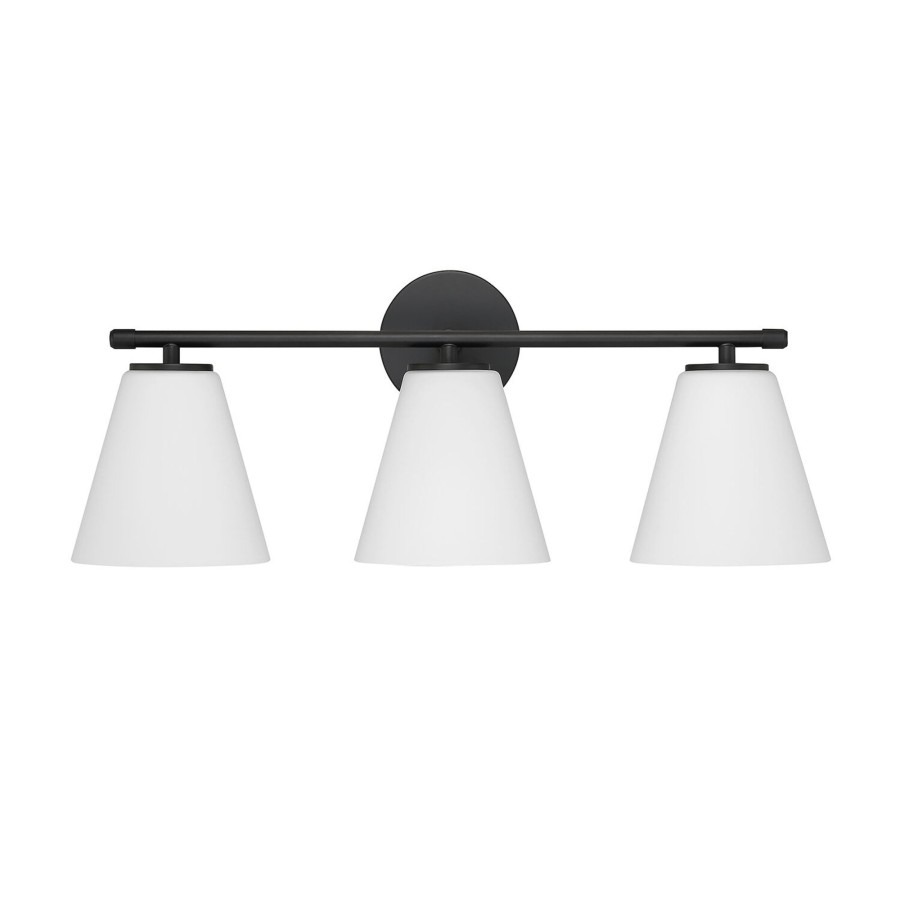 Wall Brooklyn Bulb Co. | Carlisle 3-Light Vanity - Matte Black With Opal Glass