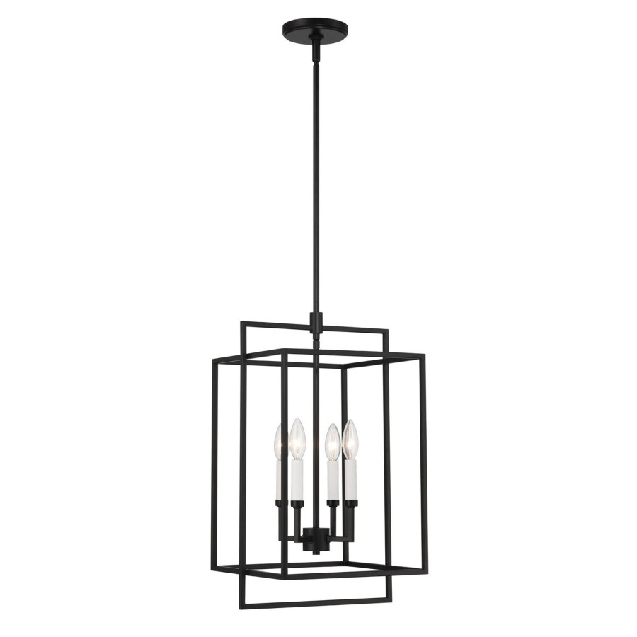 Ceiling Brooklyn Bulb Co. | Noa 4-Light Pendant, Matte Black With White