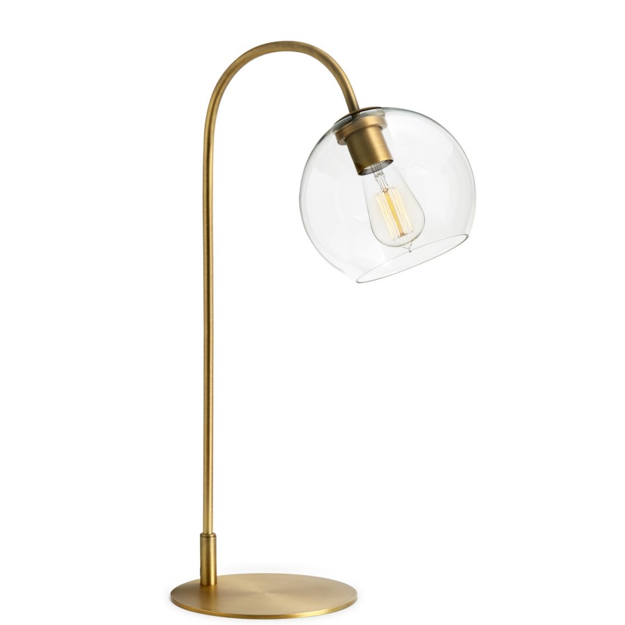 Lamps Brooklyn Bulb Co. | Celeste Table Lamp With Clear Globe, Aged Brass