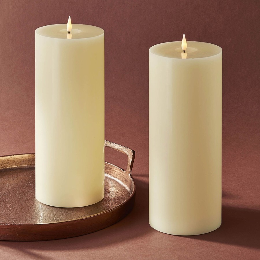 Decor LampLust Pillar Candles | Infinity Wick Ivory 4X10" Pillar Candles, Set Of 2