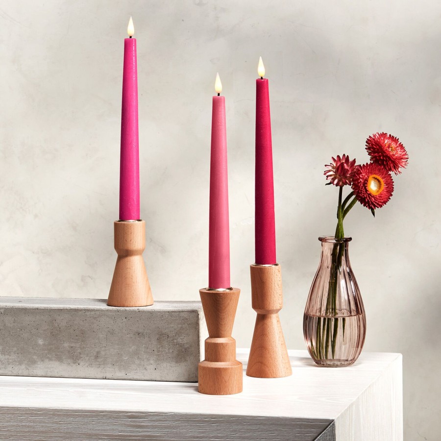 Decor LampLust Taper Candles | Infinity Wick Gradient Pink Distressed 9" Taper Candles, Set Of 3