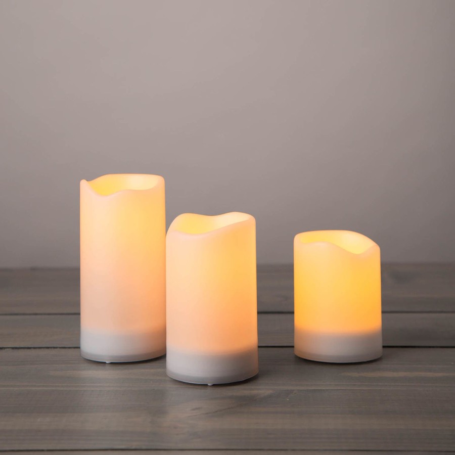 Decor LampLust Pillar Candles | Dionne Solar Powered Outdoor 3" Candles, Set Of 3