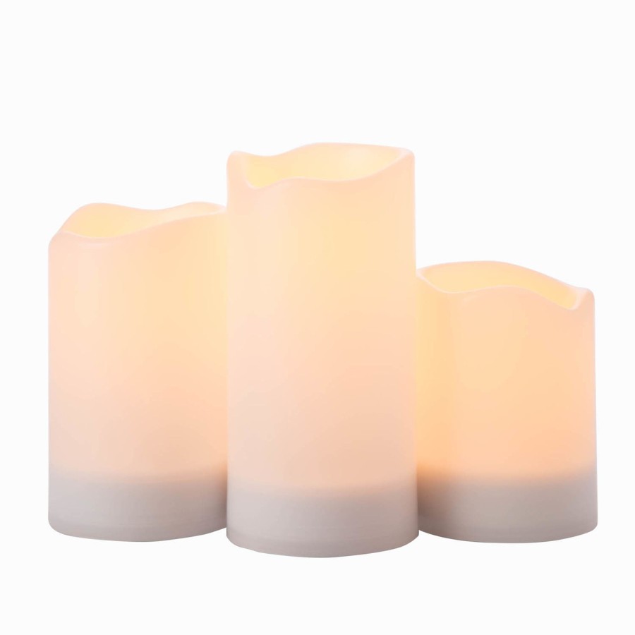 Decor LampLust Pillar Candles | Dionne Solar Powered Outdoor 3" Candles, Set Of 3